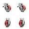 Service Caster 6 Inch Red Poly on Cast Iron Caster Set with Roller Bearings 2 Brakes 2 Rigid SCC-TTL30S620-PUR-RS-2-R-2 - alternate 1